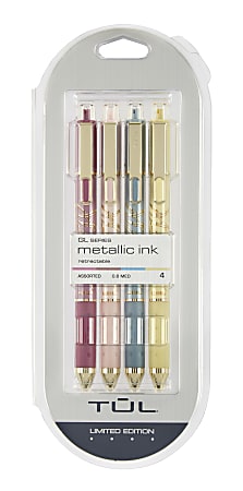 TUL® GL Series Retractable Gel Pens, Limited Edition, Medium Point, 0.8 mm,  Assorted Barrel Colors With Feather Pattern, Assorted Metallic Inks 2
